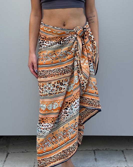 Leopard print mesh pareo