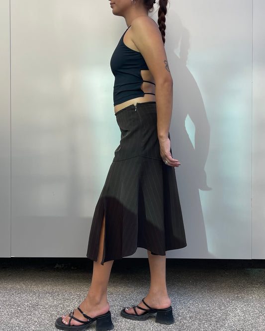 Pinstripe midi skirt
