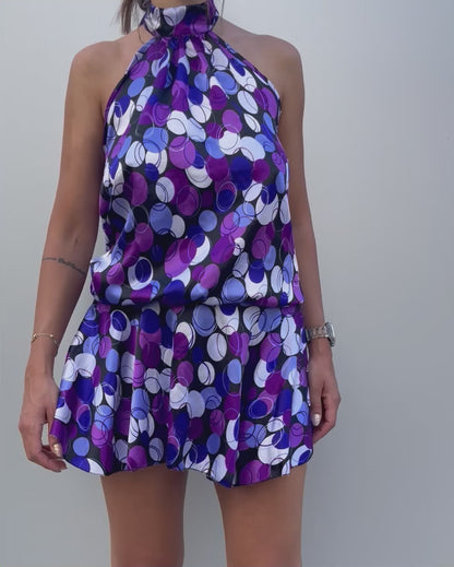 Halter neck balloon mini dress