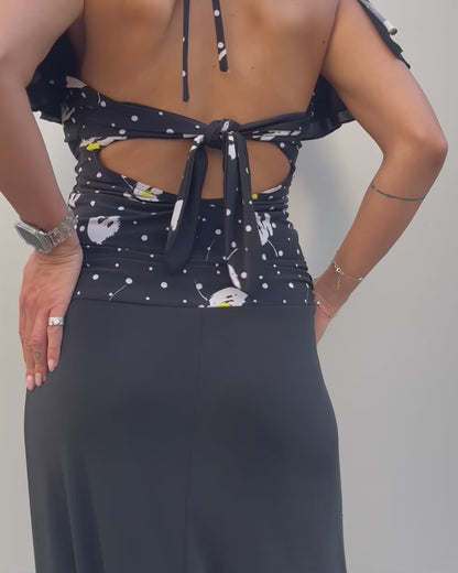 Halter tie back maxi dress