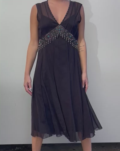 Mesh beaded midi dress